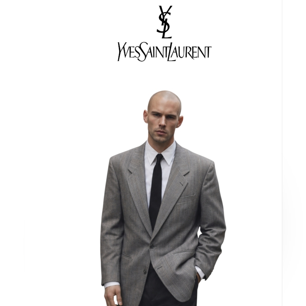 Vintage YSL Yves Saint Laurent Men's 100% New Wool Suit Jacket